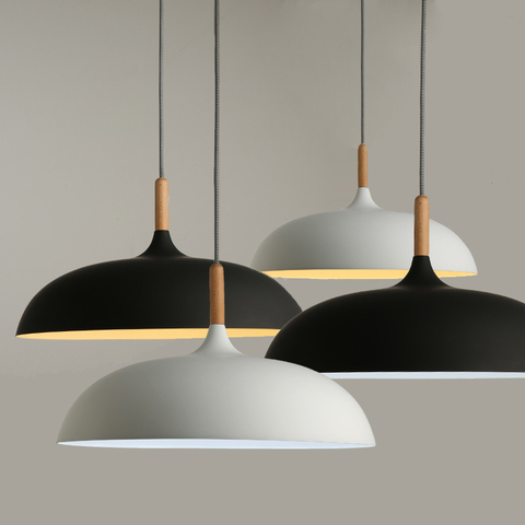 Minimaliste Moderne Pendentif Lampes E27 Bois et En Aluminium Abat-Jour Suspendus & Pendentif Lumières 110 v 220 v pour Art Mode décor Luminaire ► Photo 1/6