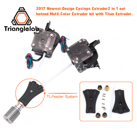 Trianglelab 3Dprinter V6 Cyclops kit double tête 2WAY in 1WAY out 2 en 1 out tl-feederbowden système prometheus avec extrudeuse Titan ► Photo 1/4