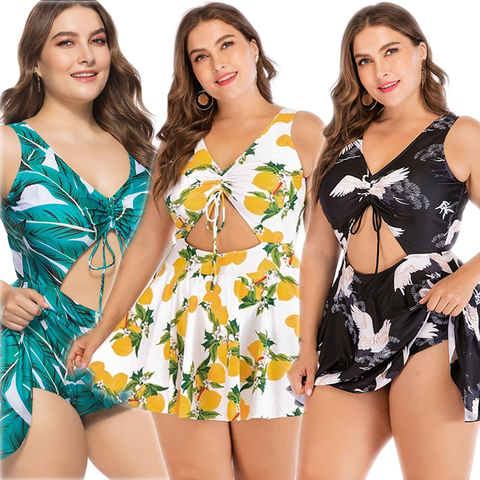 ZWEMPAK Tankini grande taille 5XL femmes une pièce imprimer grand été maillot de bain robe de natation vêtements de plage grand 3XL maillot de bain maillots de bain ► Photo 1/6