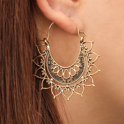 Tocona – boucles d'oreilles bohémiennes en forme de cœur pour femmes, bijoux Vintage en métal, couleur or et argent, 6678 ► Photo 1/6