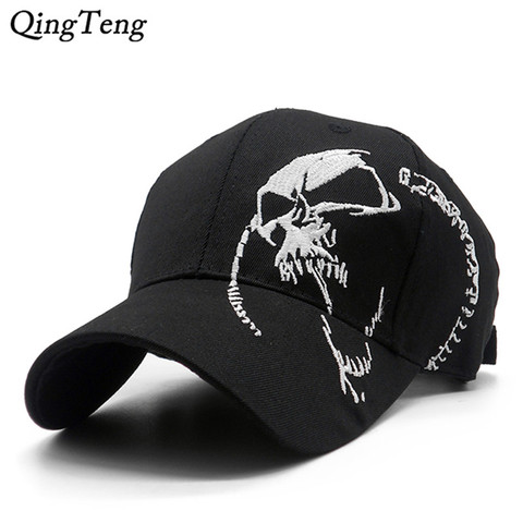 Casquette de crâne brodée pour hommes coton sport casquettes de Baseball mode noir motif femmes Snapback armée mâle casquette Hip Hop os ► Photo 1/6