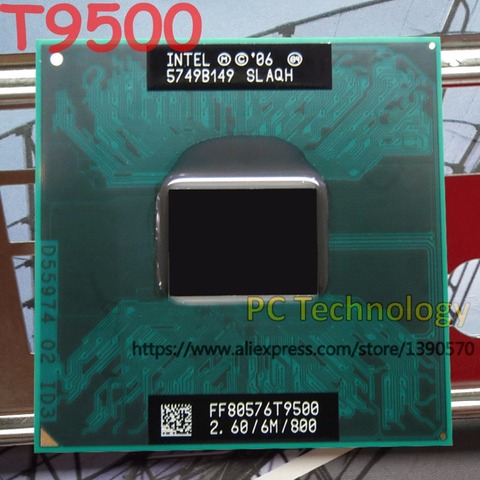 Processeur Intel Core2 Duo T9500, 6 mo de Cache, 2.6GHz, 800MHz FSB, prise 479, pour ordinateur portable GM45 PM45, Original, livraison gratuite ► Photo 1/1