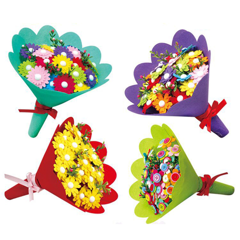 EVA bouton Bouquet enfants jouets éducatifs de travaux manuels tenant des fleurs à la main cadeau salle décoration fleur artisanat Kits jouets créatifs ► Photo 1/6