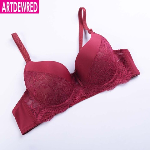 Soutien-gorge en dentelle Push Up pour femmes, sous-vêtements Sexy, sous-vêtements, broderie florale, noir, rouge, bleu, brassière, nouvelle collection ► Photo 1/6