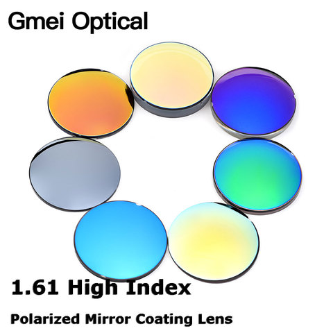 Gmei optique 1.61 haut indice polarisé miroir revêtement lentilles Prescription lunettes de soleil polarisées lentilles optiques 7 couleurs en option ► Photo 1/6