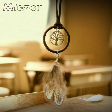 MIAMOR – Mini attrape-rêves arbre de vie fait à la main, filet avec plume, décoration, ornement diamètre 3.5cm Amor048 ► Photo 1/6