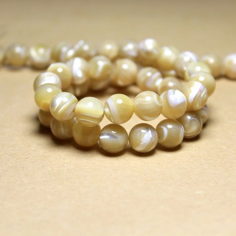 Perles rondes naturelles de couleur Beige, pour la fabrication de bijoux, Bracelet et collier, 4/6/8/10 Mm, 15'' ► Photo 1/6