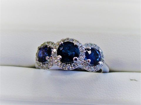 Bague ronde en zircone cubique bleue pour femmes, anneau de fiançailles, anniversaire de mariage, vente en gros, haute qualité ► Photo 1/5