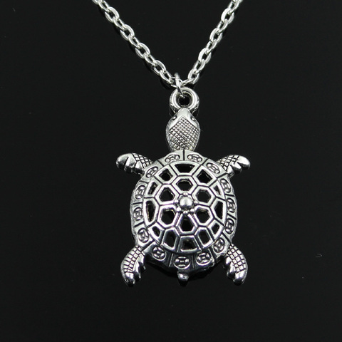 Collier à tortue ajourée, pendentifs de mer, chaîne ronde, court et Long, pour hommes et femmes, couleur argent, bijoux cadeau ► Photo 1/1