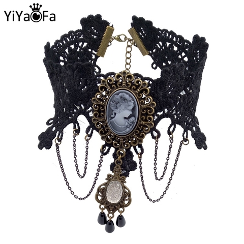 YiYaoFa collier ras du cou bijoux gothiques Vintage dentelle collier et pendentif femmes accessoires faux collier déclaration collier GN-22 ► Photo 1/6