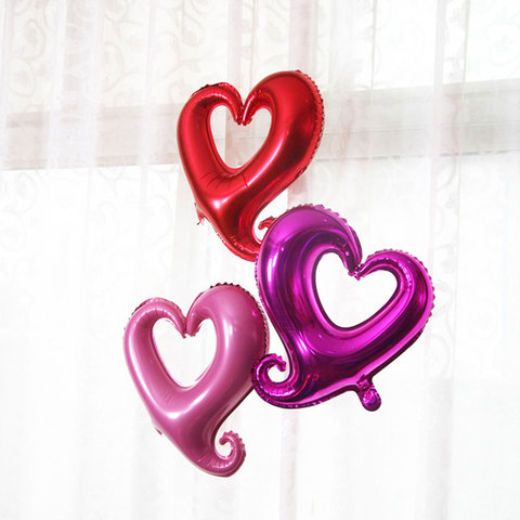 Ballons en feuille en forme de cœur ajouré 18 pouces 1 pièce, pour la saint-valentin, en forme de cœur, pour décoration de fête d'anniversaire de mariage ► Photo 1/6