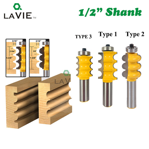 Couteau de ligne de routeur Tenon menuiserie outils de fraisage pour le bois 1/2 1 pièce 12mm 03058 tige Triple cannelure perle colonne moulage couteau de ligne de routeur Tenon menuiserie ► Photo 1/4