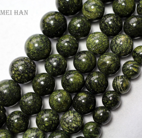 Meihan – perles rondes en pierre serpentin russe, pour la fabrication de bijoux, 3 rangées/ensemble, 6mm, livraison gratuite ► Photo 1/2