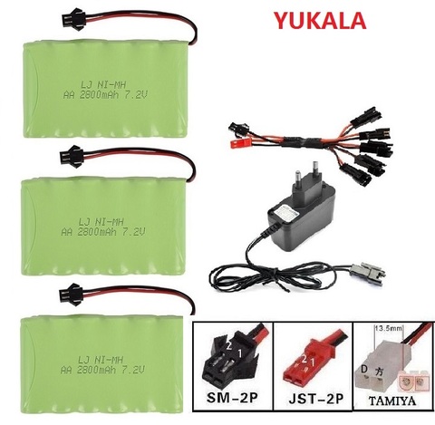 YUKALA – batterie rechargeable Ni-MH 7.2 V 2800 mAh, prise SM pour camion RC, voiture RC, bateau RC, réservoir RC JST/SM/Tiamiya 7.2 v 2800 mah ► Photo 1/1