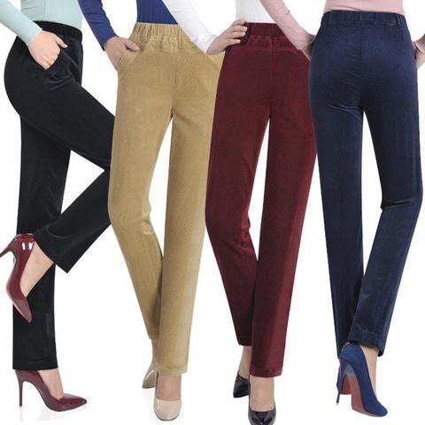 Pantalon en velours côtelé pour femmes, décontracté, taille droite, grande taille 7xl, automne et hiver ► Photo 1/6