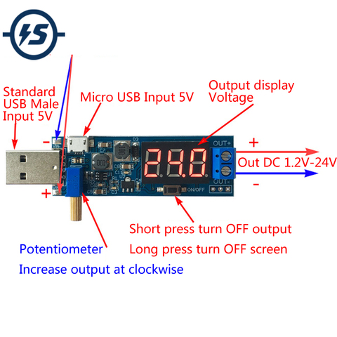 Boost Buck convertisseur USB haut/bas Module d'alimentation DC-DC 5V à 3.3 V/12 V réglable DC 1.2 V-24 V ► Photo 1/6