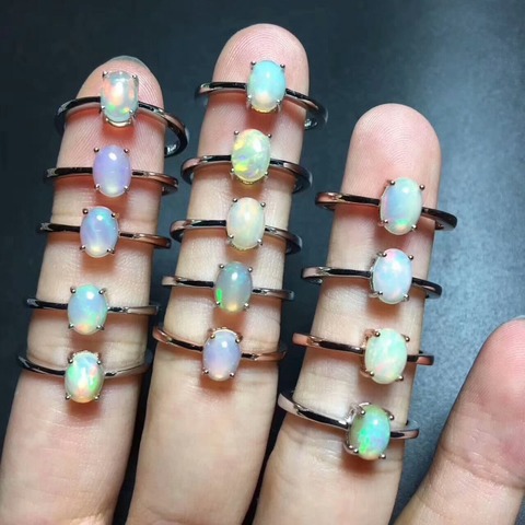 Boîte cadeau gratuite nouveauté opale de feu blanc 5*7mm pierres violettes bijoux de mode femmes opale taille de bague ► Photo 1/3