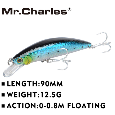Mr.Charles-leurre de pêche flottant Super coulant CMC008, yeux 3D colorés, appât de pêche, Minnow, 90mm/12.5g, 0-0.8m ► Photo 1/6