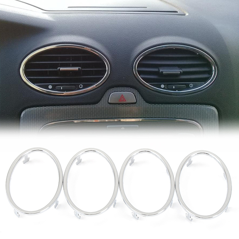 4 pièces pour Ford Focus 2 2005-2013 climatisation ABS garnitures chromées sortie décoration cercle anneau accessoires auto ► Photo 1/5