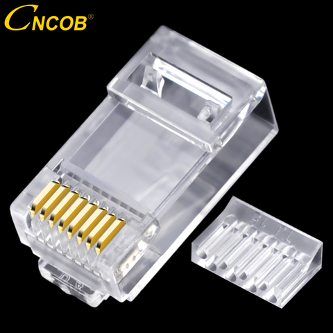 Cncob-connecteur réseau rj45 2 pièces Cat6, connecteur réseau RJ-45 câble réseau modulaire, jack thousand M Ethernet, tête en cristal 8p8c plaqué or ► Photo 1/6