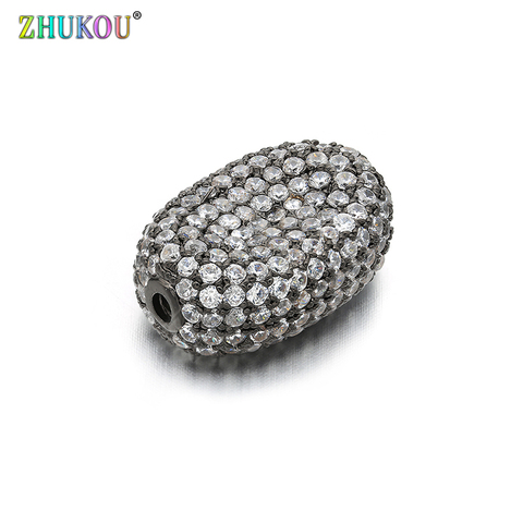 Perles ovales en laiton et zircone cubique, 13*19mm, pour bijoux à bricoler soi-même fabrication d'accessoires, trou: 2.0mm, VZ180 ► Photo 1/4