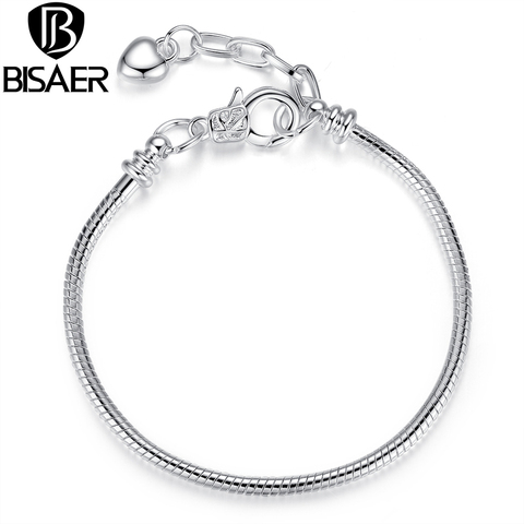 Bracelet chaîne coeur plaqué argent réglable pour breloques perles 18.5-21CM WEU9002 ► Photo 1/3