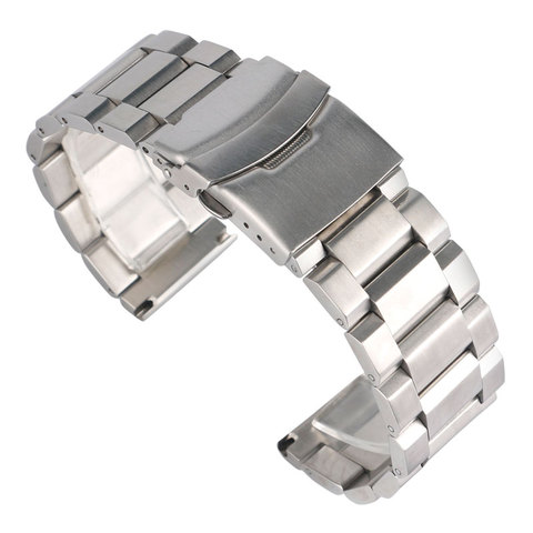18/20/22/24mm Bracelet de montre à maillons solides en argent de haute qualité Bracelet de remplacement de luxe en acier inoxydable bracelets de montre réglables ► Photo 1/5