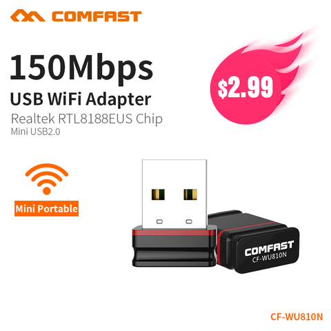 COMFAST 150Mbps MINI sans fil USB WiFi adaptateur Dongle réseau LAN carte 802.11n PC récepteur pour MAC WindowsXP/7/8/10 Vista Linux ► Photo 1/6