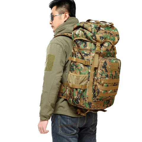 Sac à dos militaire tactique pour adultes, sac à dos militaire de plein air d'alpinisme, sac à dos de voyage, cartable de Camouflage, 50l ► Photo 1/1