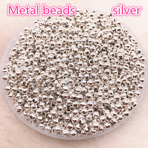 Perles en métal, 4mm or/argent/Bronze/argent, bricolage, 100 pièces, lisses, perles d'espacement, pour la fabrication de bijoux ► Photo 1/5