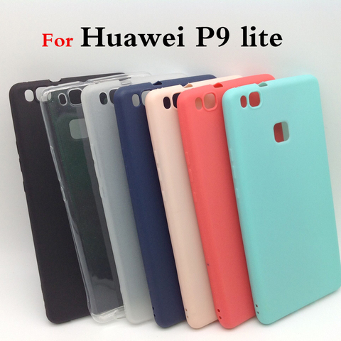 Coque de protection arrière Ultra-mince en TPU et en silicone pour Huawei P9lite, couleur unie mate ► Photo 1/6