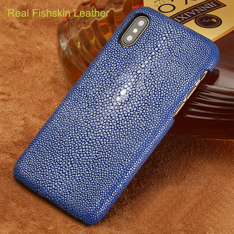 Langsidei – coque en cuir véritable Stingray, étui de luxe fait à la main pour iphone 11 pro, 6s, 7, 8, 8plus, X, XS MAX, XR, 12 pro max ► Photo 1/6