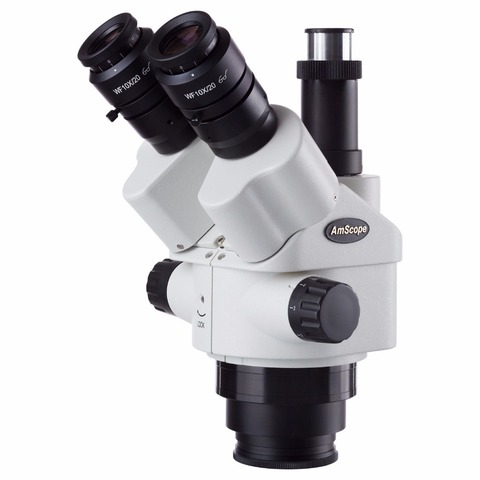 AmScope – tête de Microscope trinoculaire stéréo à Zoom, simulateur de focale d'objectif 7X-45X ► Photo 1/1