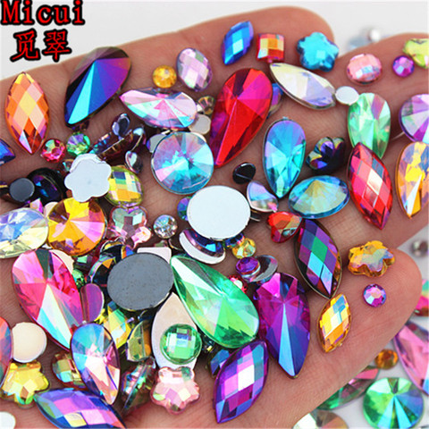 Strass AB acryliques en forme mixte | 18g environ 300 pièces, strass 3D Nail Art, strass Non correcteurs, pierres plates, décorations MC4000 ► Photo 1/6