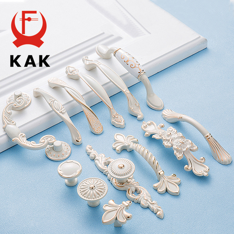 KAK – poignées de meuble en Zinc blanc, ivoire, pour placard de cuisine, porte, tiroirs, à la mode européenne ► Photo 1/6