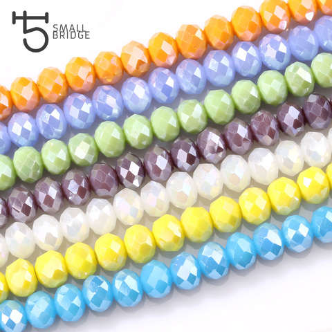 Perles tchèques amples en cristal, pour la confection de bijoux, broderies perles en verre à facettes, pour espaceur de couleur AB, vente en gros, 4 6 8mm Z336 ► Photo 1/6