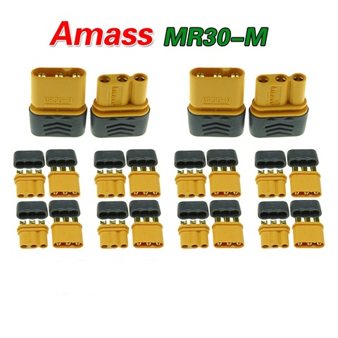 Amass MR30 MR30-M connecteur prise intégrée de XT30 femelle et mâle plaqué or pour pièces RC ► Photo 1/6