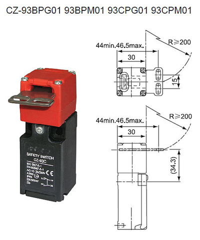 Micro interrupteur de limite de porte de sécurité, 1no, 1nc, 3a, avec clé, CZ-93C ► Photo 1/1