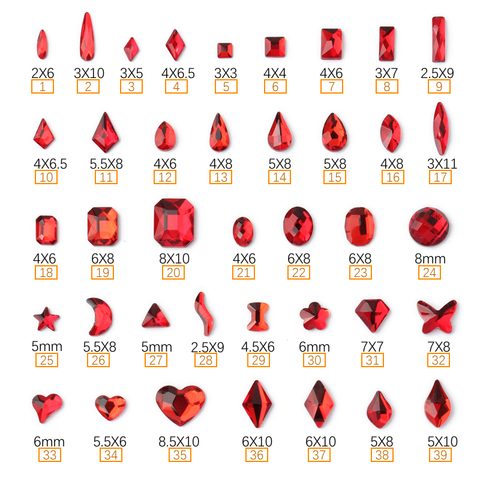 Strass cristaux rouge dos plat | 16 Styles de pierres à ongles en 3D, décoration personnalisée, nouvelle collection ► Photo 1/6