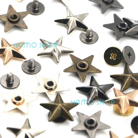 20 pièces métal étoile Rivets goujons pointes boutons pour ceinture en cuir artisanat sac 4 couleurs ► Photo 1/6
