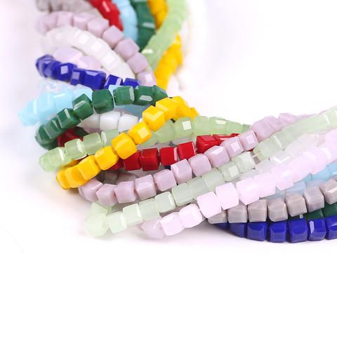 ZHUBI-perles carrées pour la fabrication de bijoux, 95 pièces, Cube d'espacement, perles en cristal à facettes, breloques en verre, bonbons, bracelets, 95 pièces ► Photo 1/6