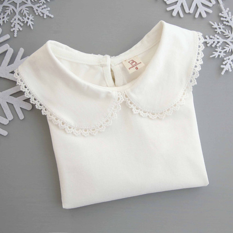 Nouveau Printemps et Automne Filles De Base Chemises Coton Enfants Tops Blanc t-shirt pour 6M-5 Ans À Manches Longues Bébé Fille vêtements DQ957 ► Photo 1/6