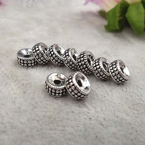 Perles à roues rondes argent tibétain, 7.5mm, breloques en alliage, pour bricolage, fabrication de bijoux, bracelets ou boucles d'oreilles, 50 pièces/lot ► Photo 1/3