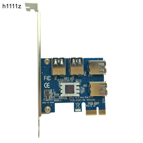 Nouvelle carte PCIe 1 à 4 PCIe 16X Riser PCI-E 1X à 4 USB 3.0 PCI-E Riser adaptateur Port carte multiplicateur pour BTC Bitcoin Miner minage ► Photo 1/6