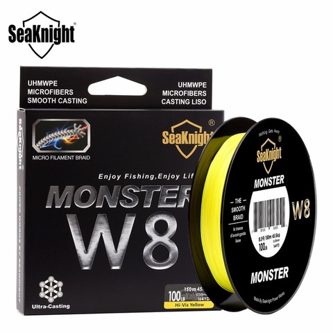 SeaKnight MONSTER W8 150M ligne de pêche tresse 8 brins lisse Super ligne PE Multifilament grand Angle technologie tressé 20-100LB ► Photo 1/6