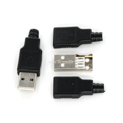 Connecteur USB mâle Type A, prise 4 broches avec couvercle plastique noir, 10 pièces/lot ► Photo 1/5