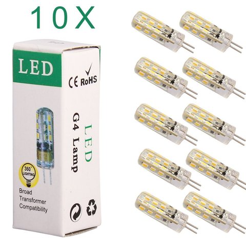 Lampes LED bi-pin 1.5W G4 12V DC, 24 diodes 3014, lumière blanche chaude/froide, pour éclairage domestique, 10 pièces ► Photo 1/6