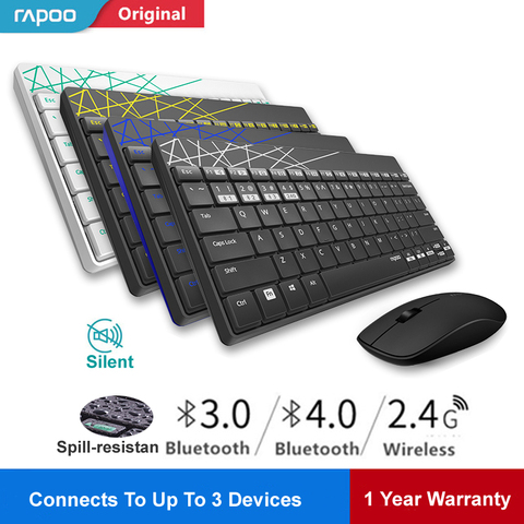 Rapoo – clavier et souris sans fil 8000M, multi-mode, silencieux, connexion Bluetooth et 2.4 ghz, 3 appareils pour ordinateur/téléphone ► Photo 1/6