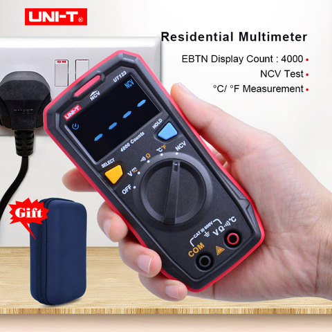 UNI-T UT123 Mini multimètre numérique; compteur de tension cc ca; testeur de température de résistance (Ohm); NCV/Test de continuité/écran couleur EBTN ► Photo 1/6