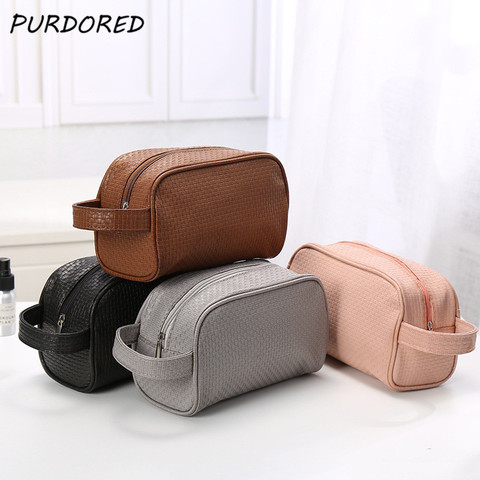 PURDORED 1 Pc couleur unie hommes sac de lavage unisexe cosmétique sac pour maquillage voyage grande toilette maquillage sac organisateur pochette étui ► Photo 1/6